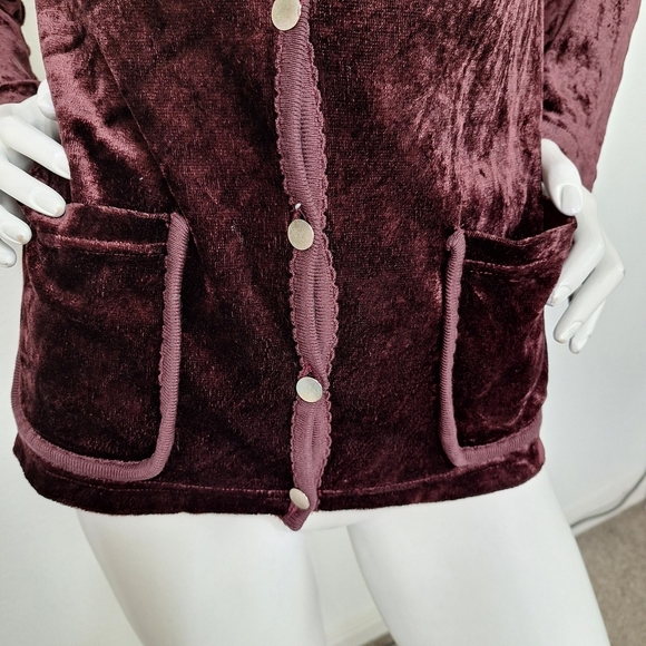 Sonia Rykiel Paris Rare Whimsigoth Burgundy Velvet Jacket Made in France Sz.M/L - Picture 8 of 10